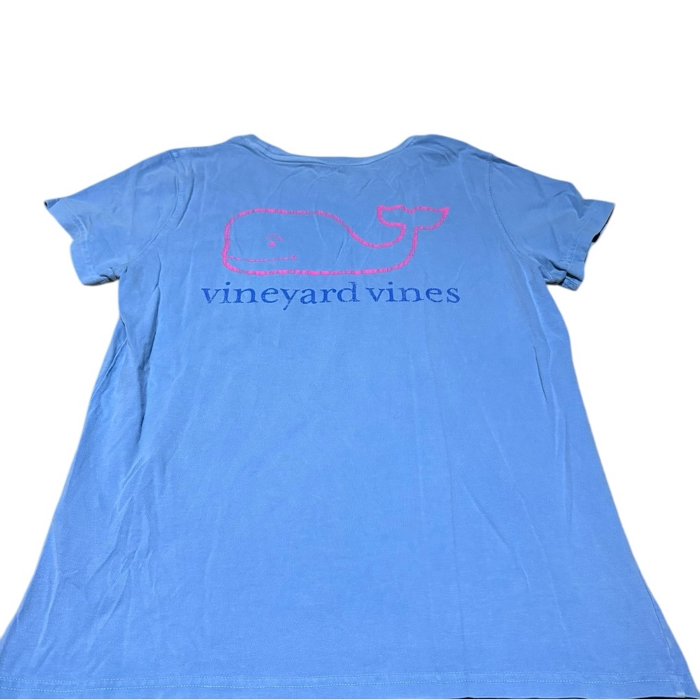 Vineyard Vines Blue T-Shirt with Pink Whale Logo